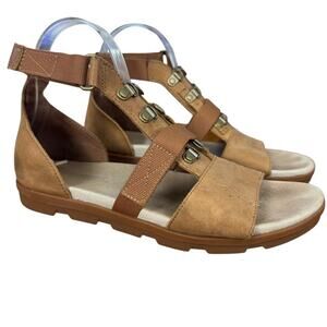 Sorel Torpeda Carly Leather Sandals Ankle Strap Sporty Shoes Beige Gladiator 9
